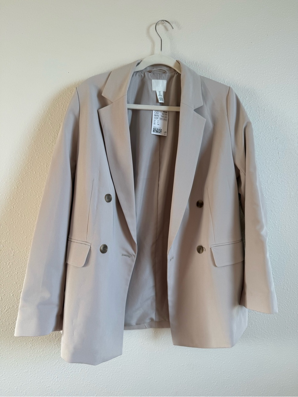 H&M Light Beige Double-Breasted Blazer